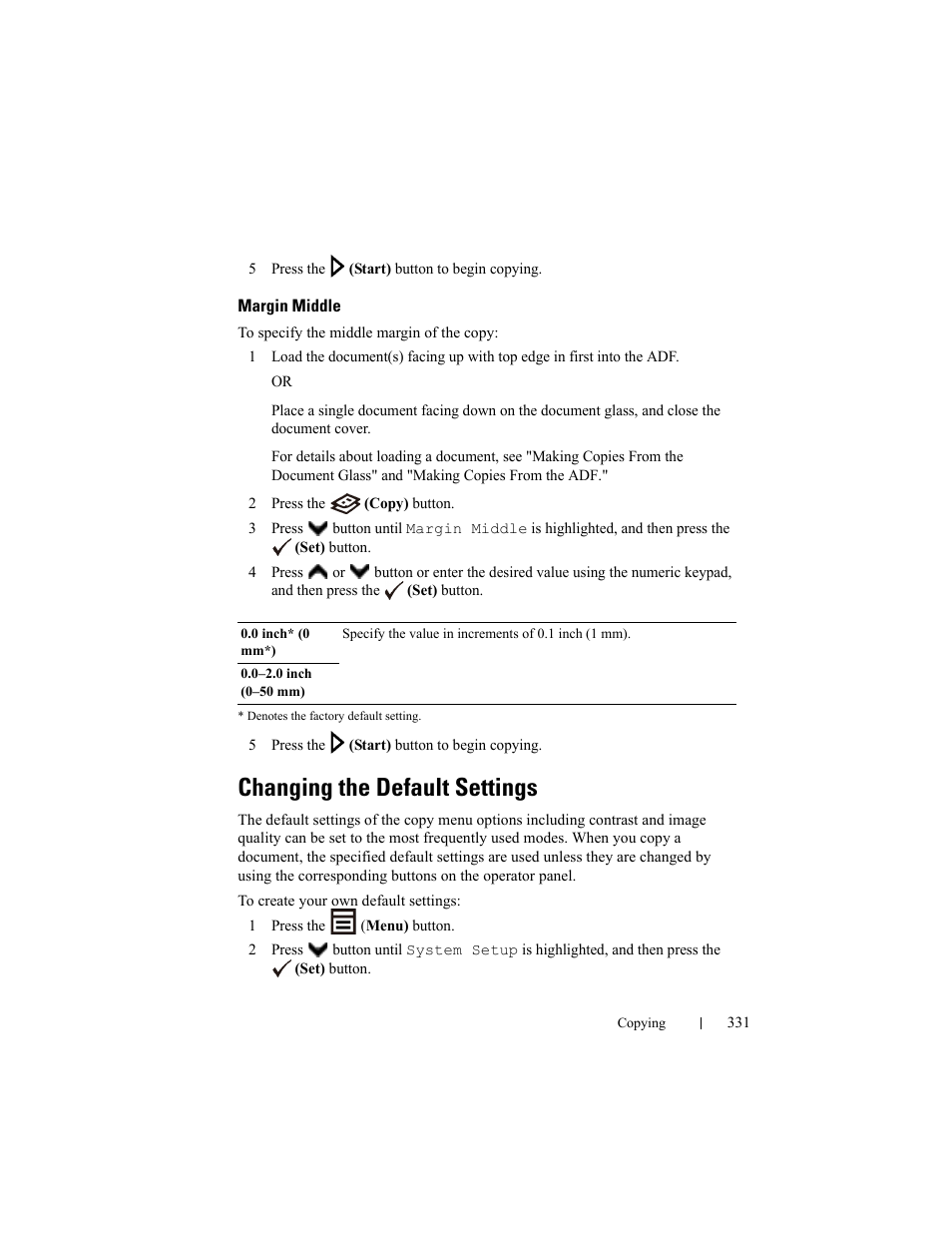 Margin middle, Changing the default settings | Dell 2155cn/cdn Color Laser Printer User Manual | Page 333 / 761