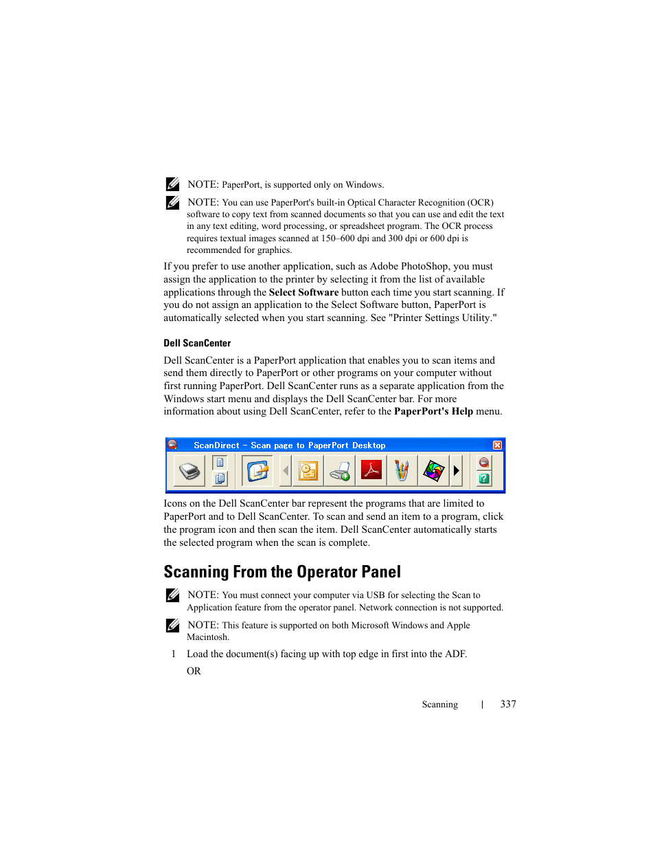 Scanning from the operator panel, See "scanning from the operator panel | Dell 2155cn/cdn Color Laser Printer User Manual | Page 339 / 761