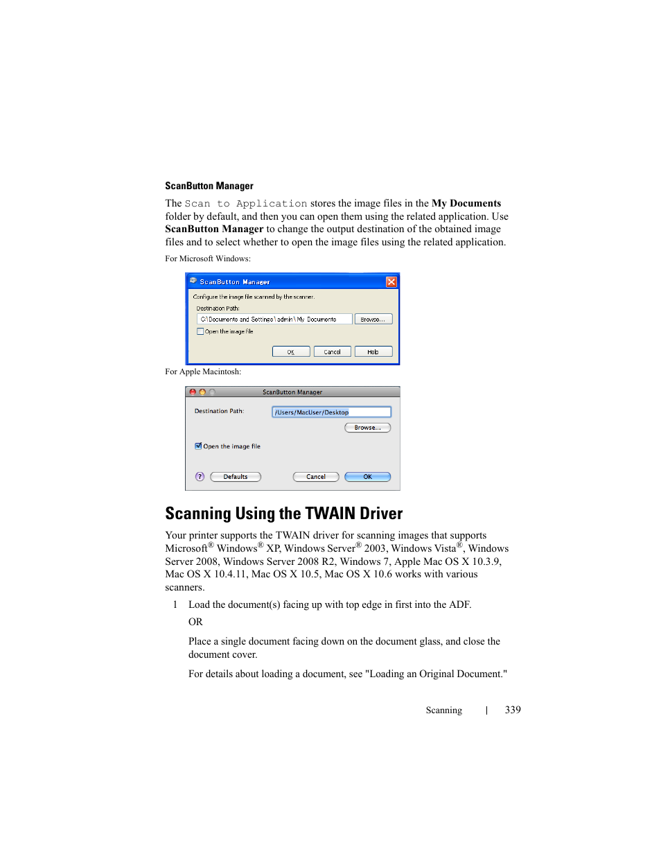 Scanning using the twain driver | Dell 2155cn/cdn Color Laser Printer User Manual | Page 341 / 761