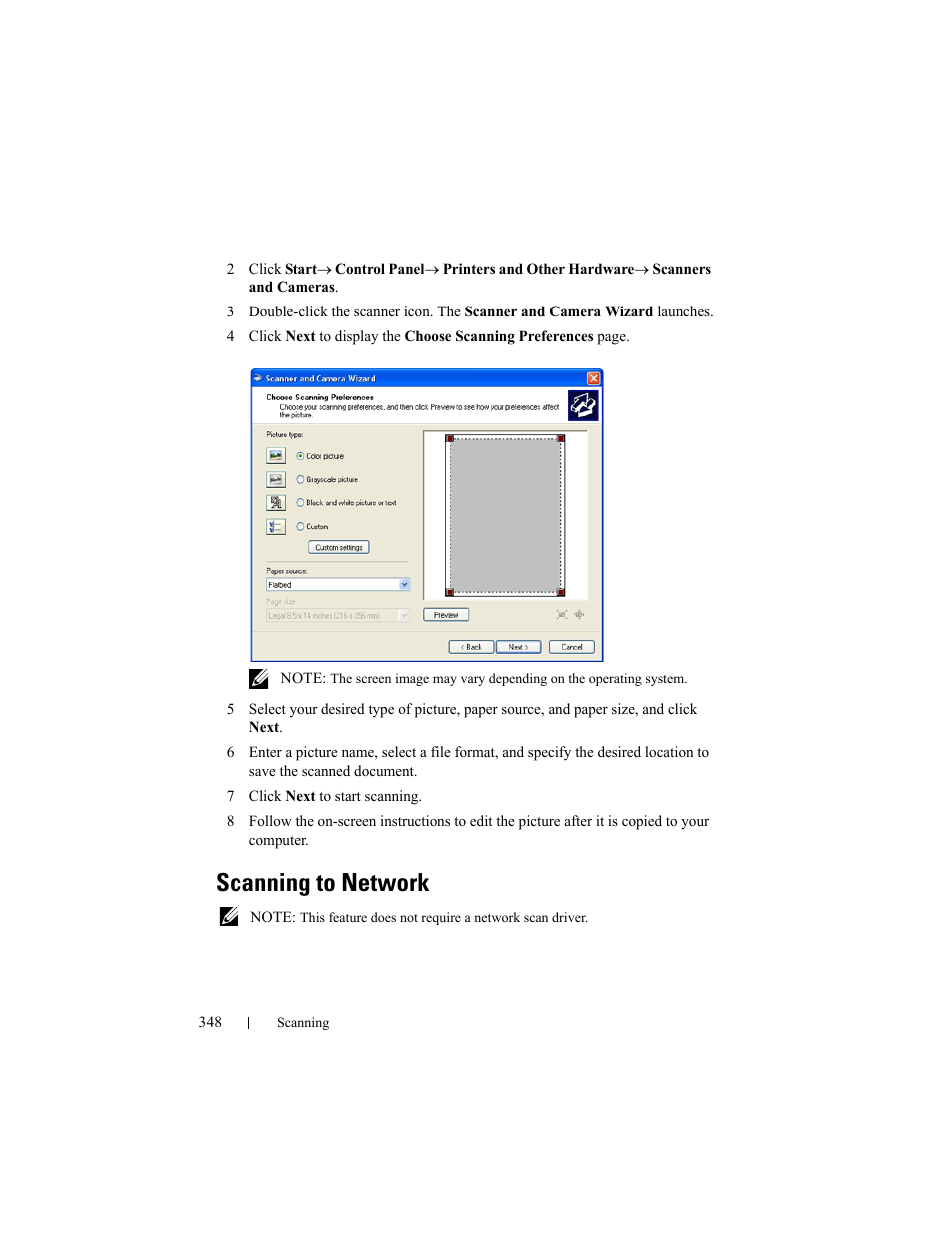 Scanning to network, Scanning to network (s, See "scanning to network | Dell 2155cn/cdn Color Laser Printer User Manual | Page 350 / 761