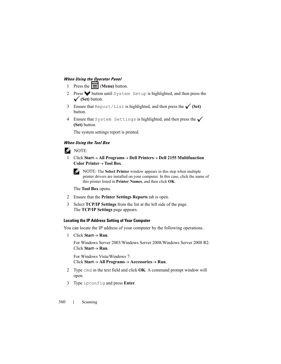 Dell 2155cn/cdn Color Laser Printer User Manual | Page 362 / 761