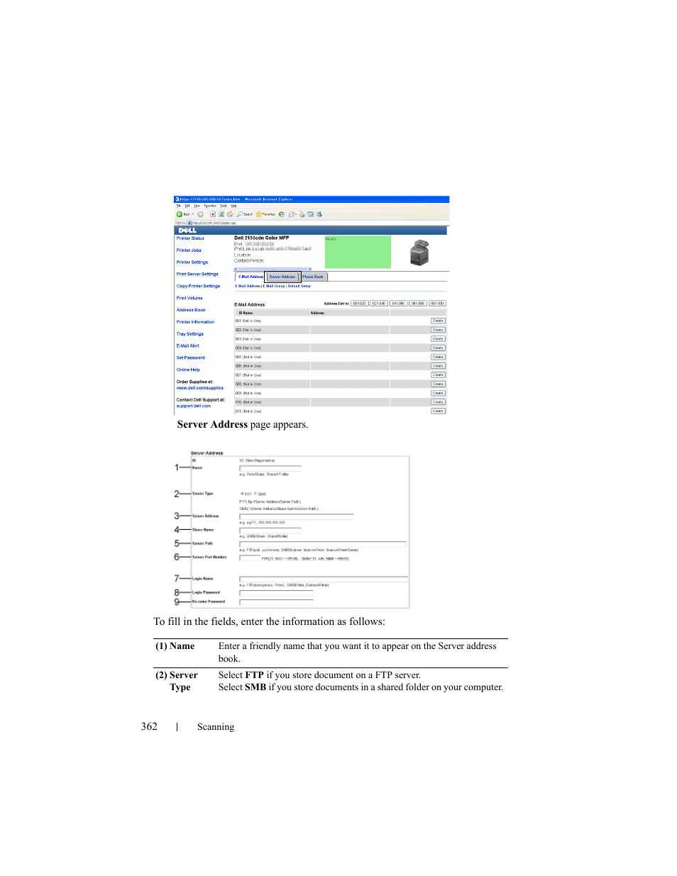 Dell 2155cn/cdn Color Laser Printer User Manual | Page 364 / 761