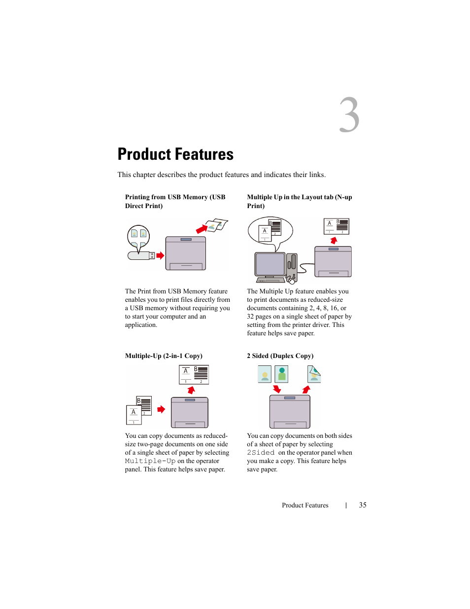 Product features | Dell 2155cn/cdn Color Laser Printer User Manual | Page 37 / 761