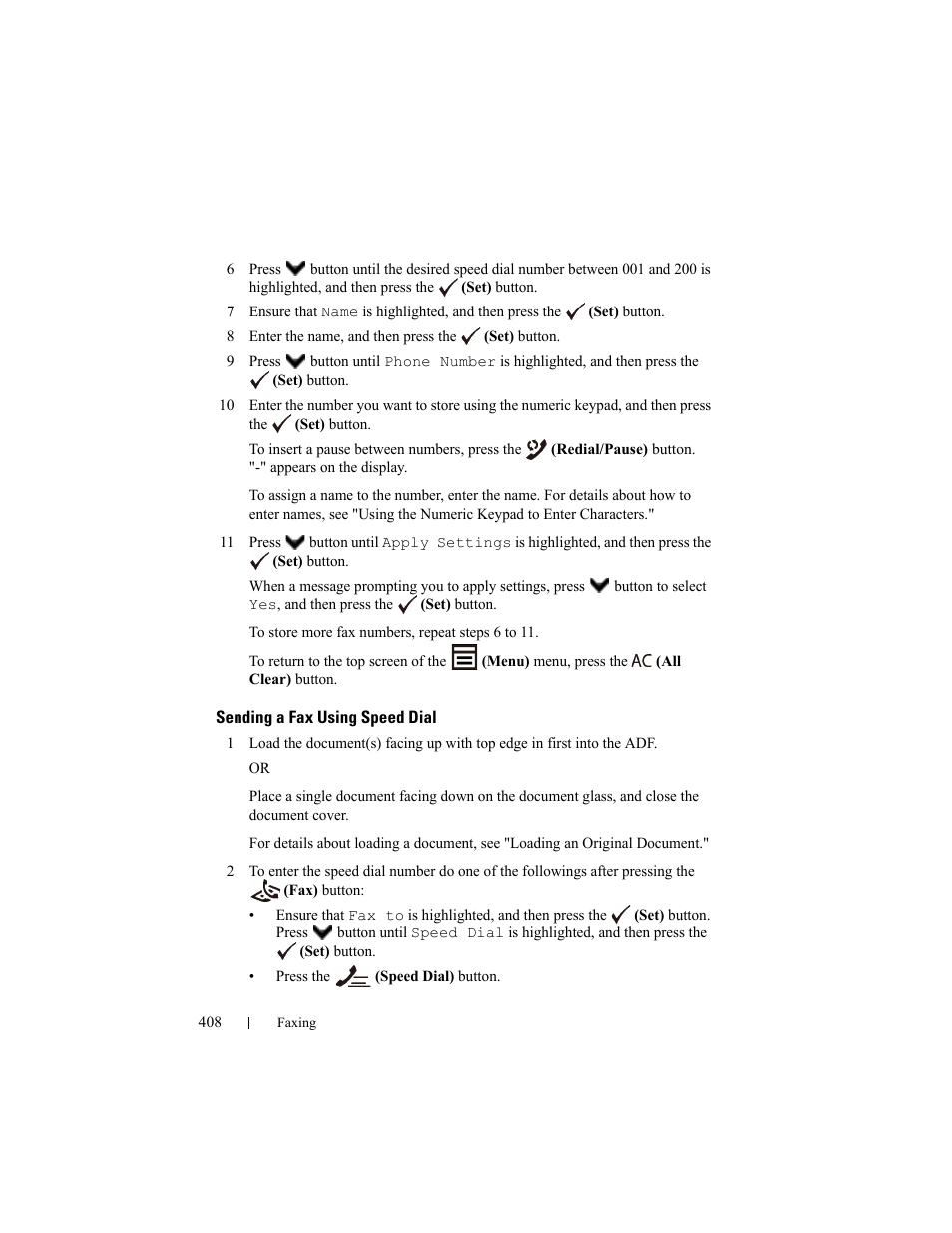 Sending a fax using speed dial, Tails, see "sending a fax, Using speed dial.") | Dell 2155cn/cdn Color Laser Printer User Manual | Page 410 / 761