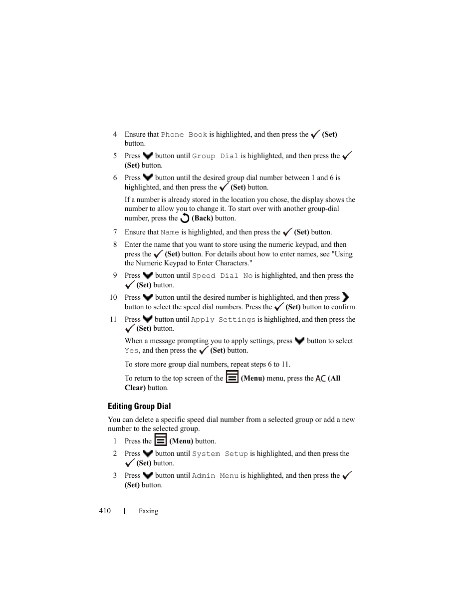 Editing group dial | Dell 2155cn/cdn Color Laser Printer User Manual | Page 412 / 761