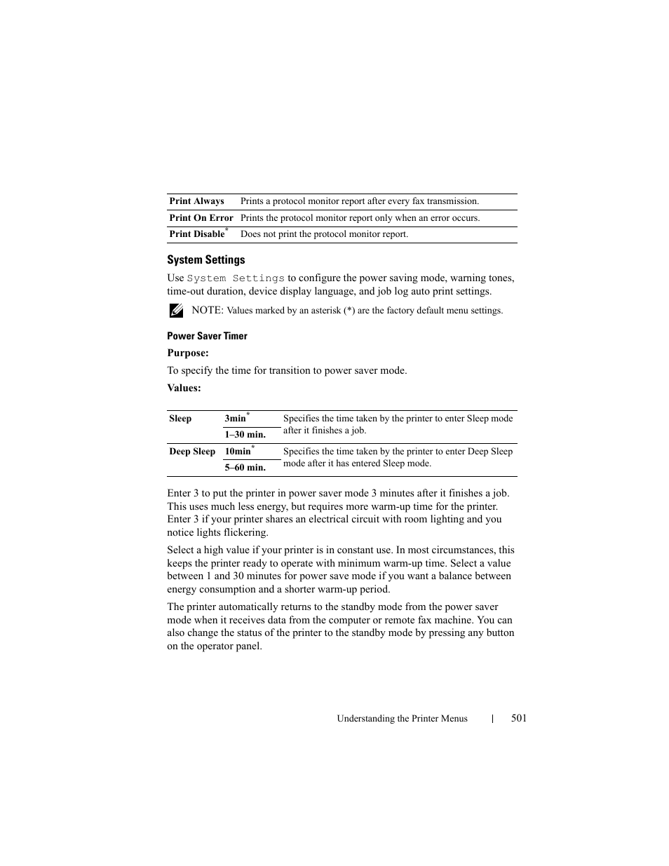 System settings | Dell 2155cn/cdn Color Laser Printer User Manual | Page 503 / 761