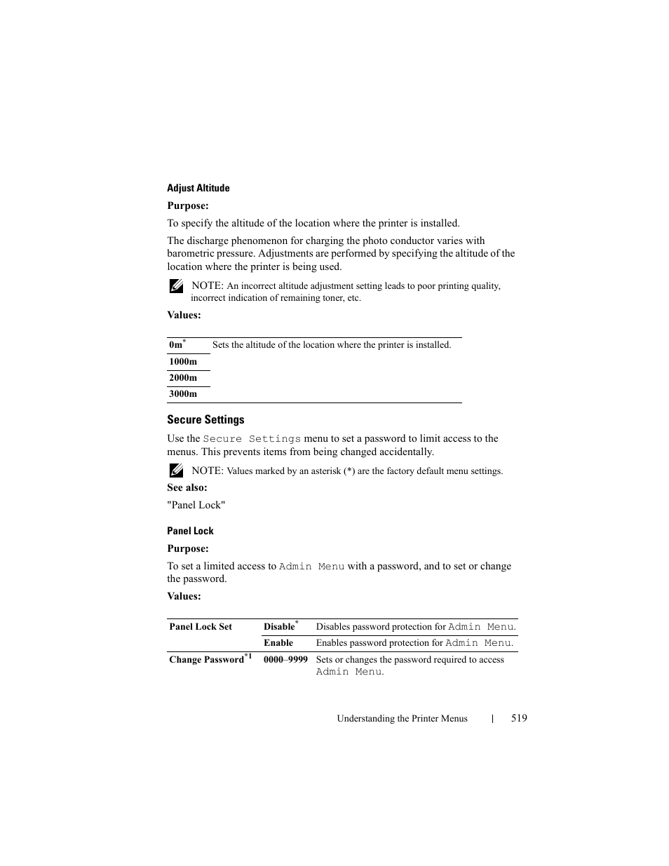 Secure settings | Dell 2155cn/cdn Color Laser Printer User Manual | Page 521 / 761