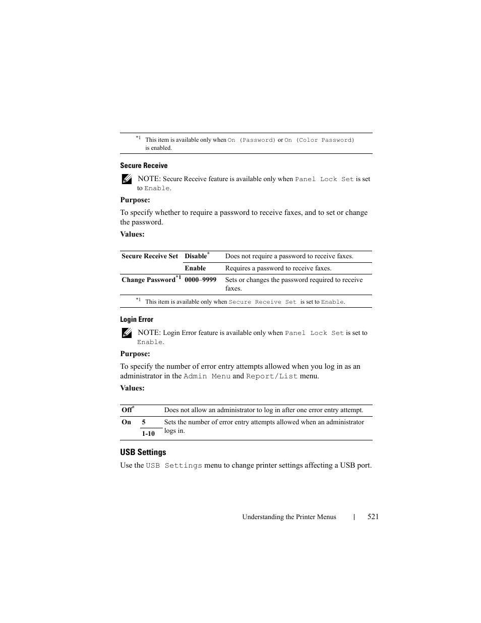 Usb settings | Dell 2155cn/cdn Color Laser Printer User Manual | Page 523 / 761