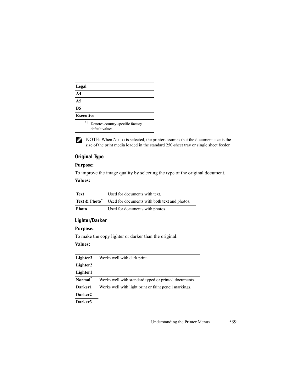 Original type, Lighter/darker | Dell 2155cn/cdn Color Laser Printer User Manual | Page 541 / 761