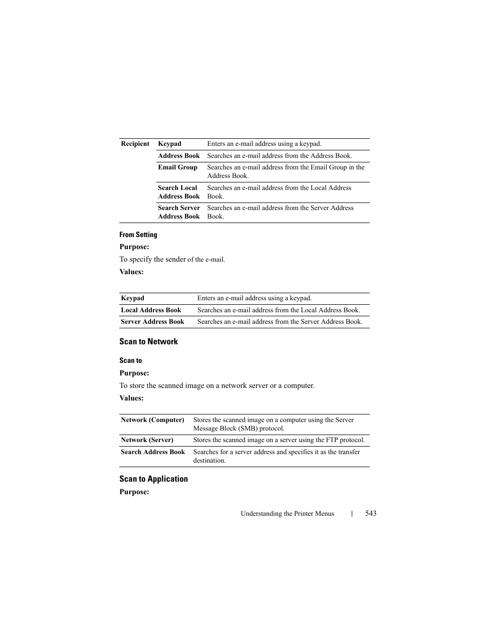 Scan to network, Scan to application | Dell 2155cn/cdn Color Laser Printer User Manual | Page 545 / 761