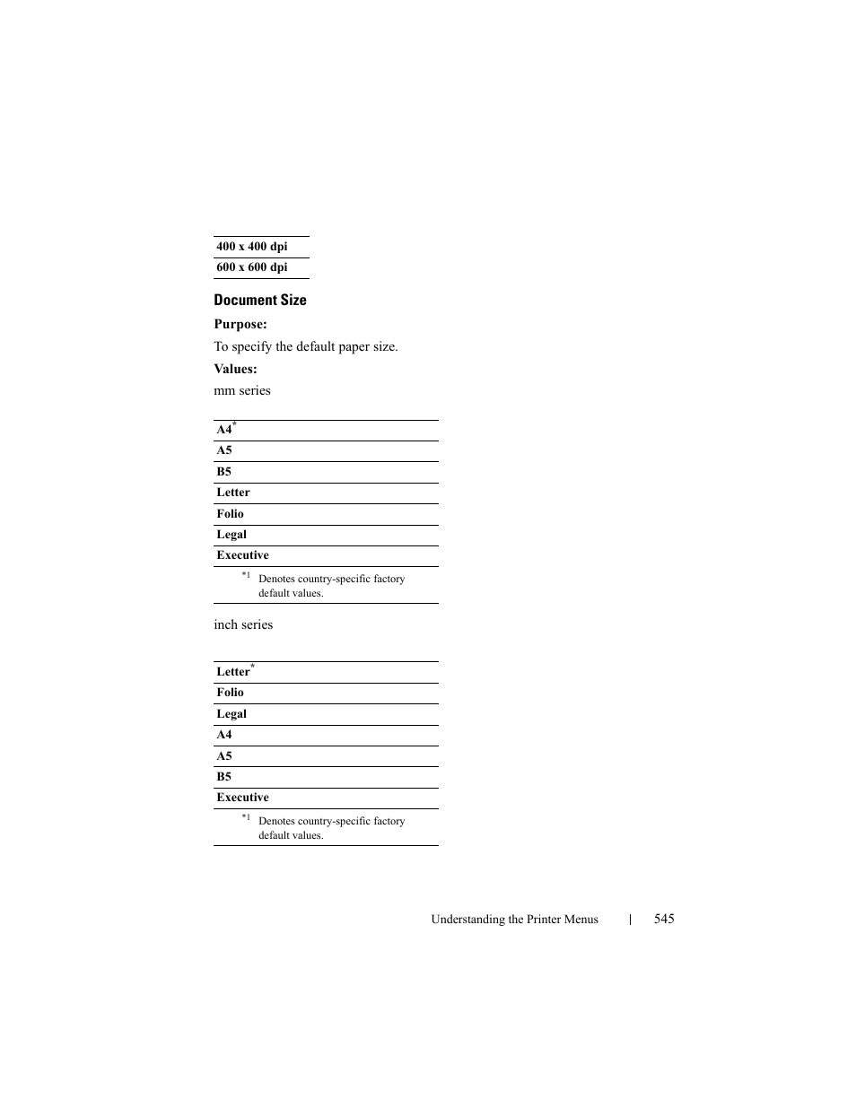 Document size | Dell 2155cn/cdn Color Laser Printer User Manual | Page 547 / 761