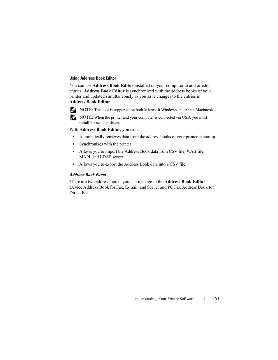 Refer to "using address book editor | Dell 2155cn/cdn Color Laser Printer User Manual | Page 565 / 761