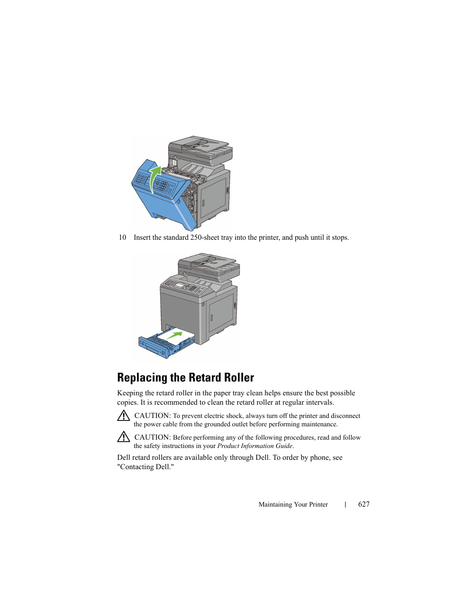 Replacing the retard roller | Dell 2155cn/cdn Color Laser Printer User Manual | Page 629 / 761