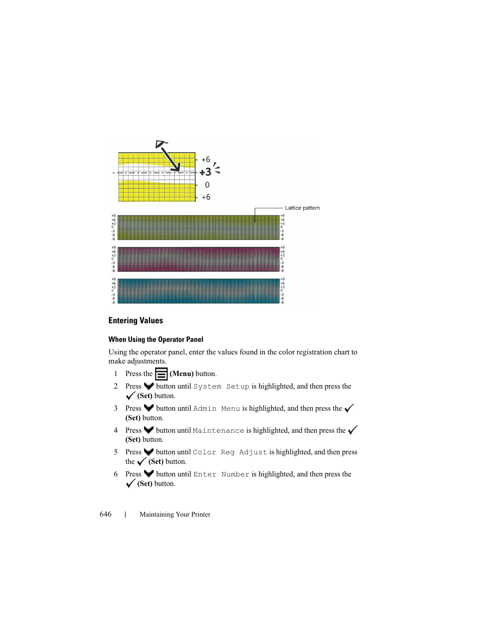 Entering values | Dell 2155cn/cdn Color Laser Printer User Manual | Page 648 / 761