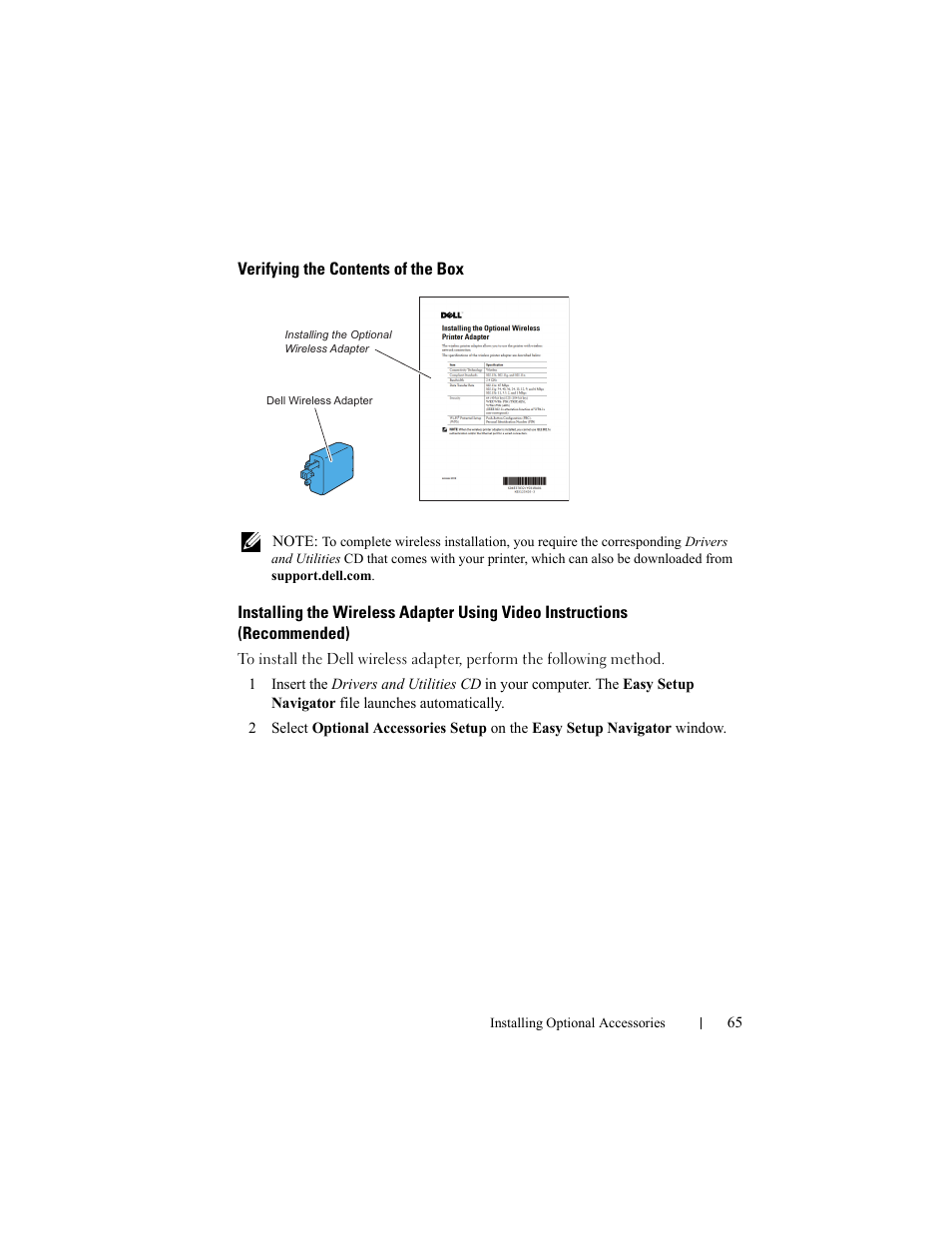 Verifying the contents of the box | Dell 2155cn/cdn Color Laser Printer User Manual | Page 67 / 761