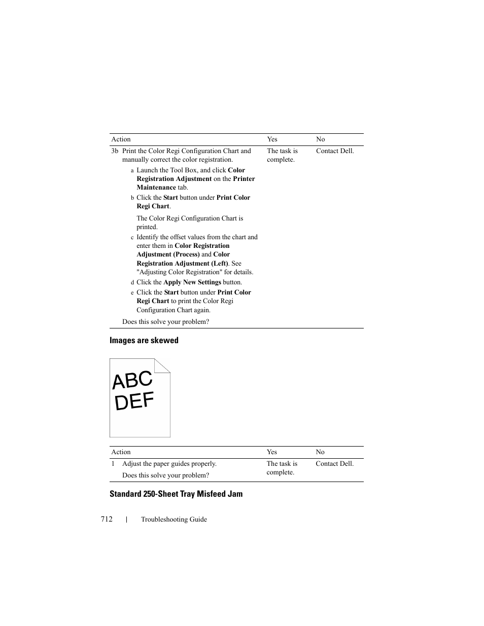 Images are skewed, Standard 250-sheet tray misfeed jam | Dell 2155cn/cdn Color Laser Printer User Manual | Page 714 / 761