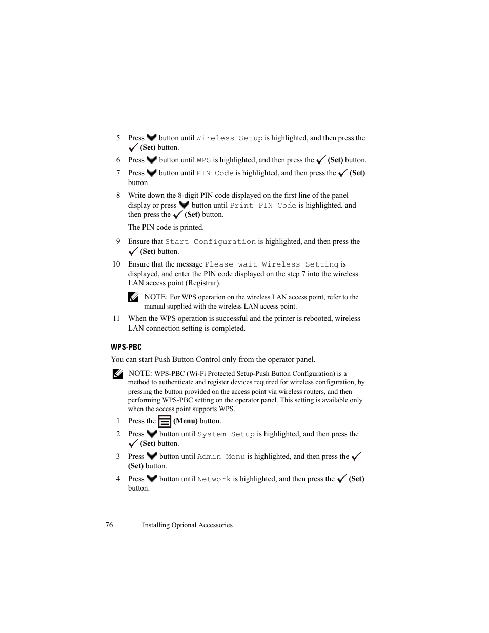 Wps-pbc | Dell 2155cn/cdn Color Laser Printer User Manual | Page 78 / 761