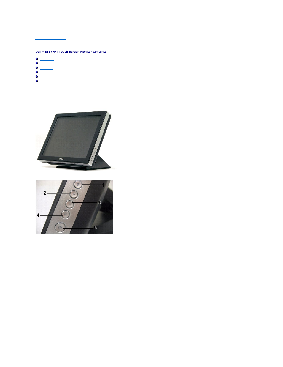 About your monitor, Front view, Back view | Dell E157FPT Monitor User Manual | Page 2 / 52