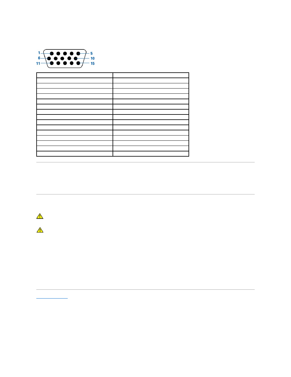 Caring for your monitor, Pin assignments - 15-pin d-sub connector, Plug and play capability | Dell E157FPT Monitor User Manual | Page 7 / 52