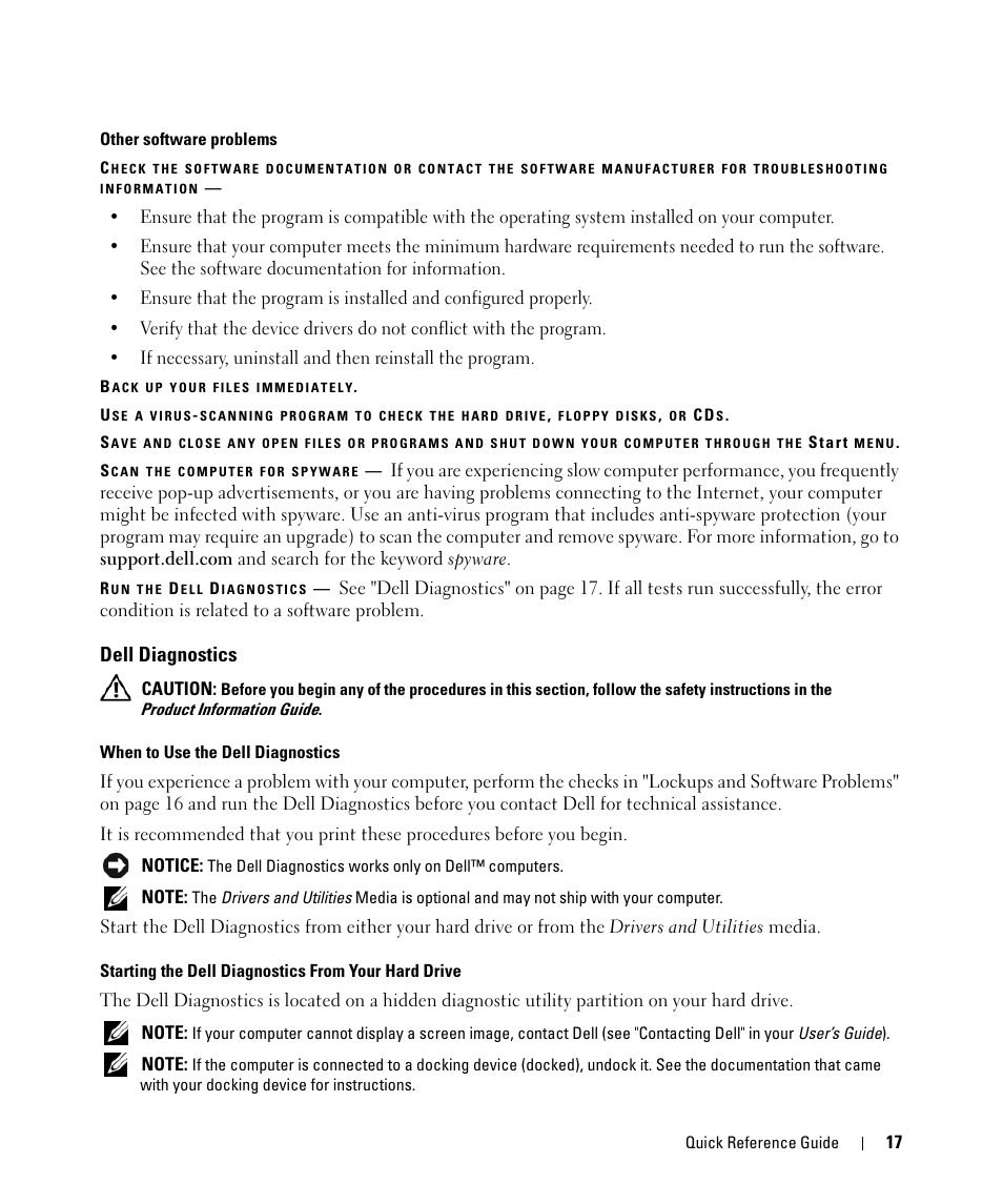 Dell diagnostics | Dell Latitude D531 (Mid 2007) User Manual | Page 17 / 94