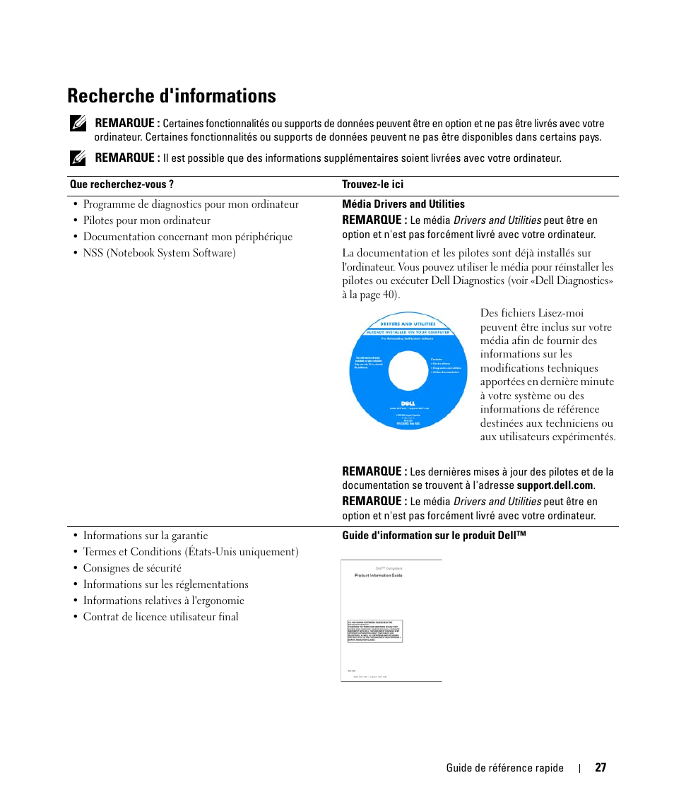 Recherche d'informations | Dell Latitude D531 (Mid 2007) User Manual | Page 27 / 94