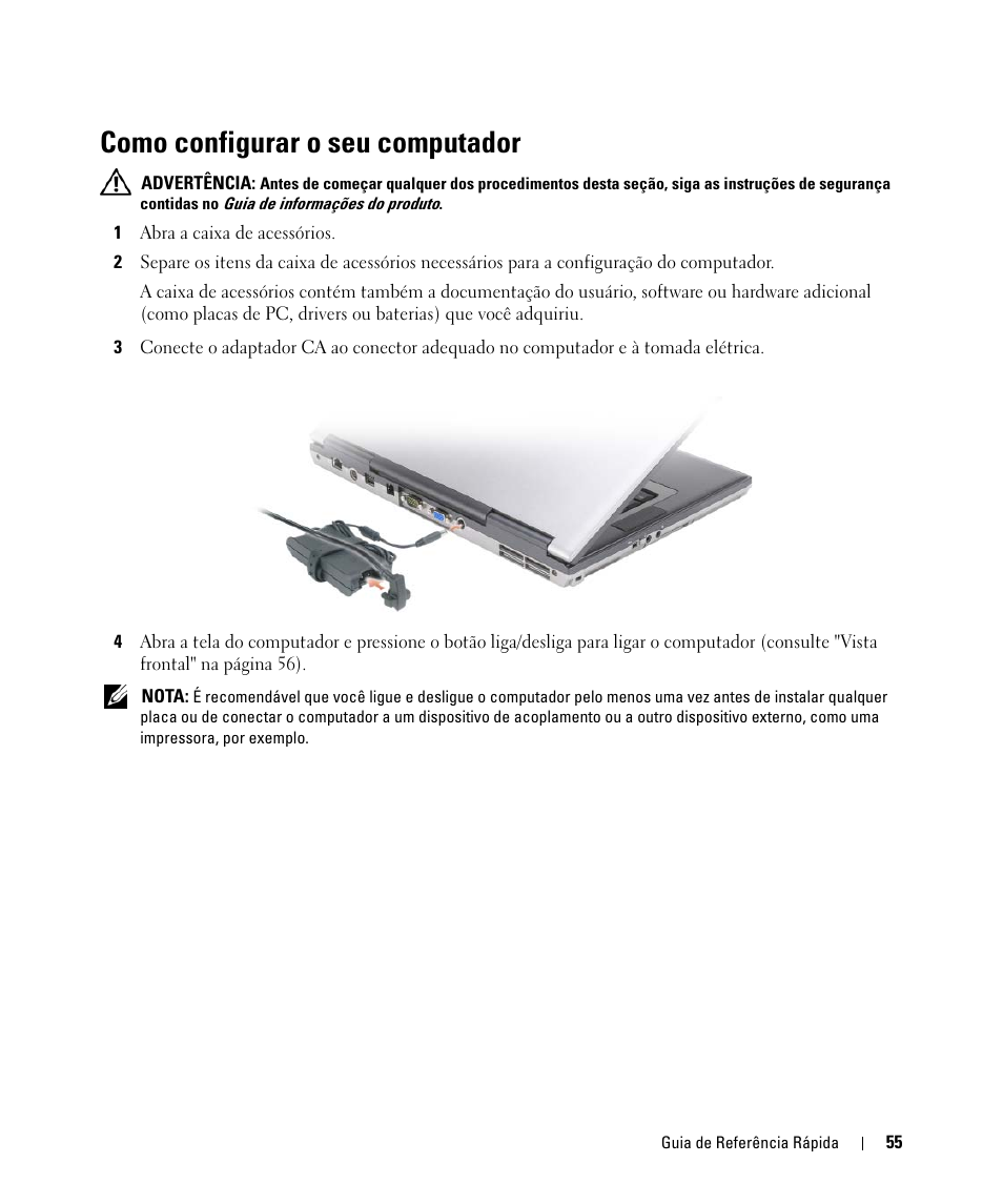 Como configurar o seu computador | Dell Latitude D531 (Mid 2007) User Manual | Page 55 / 94