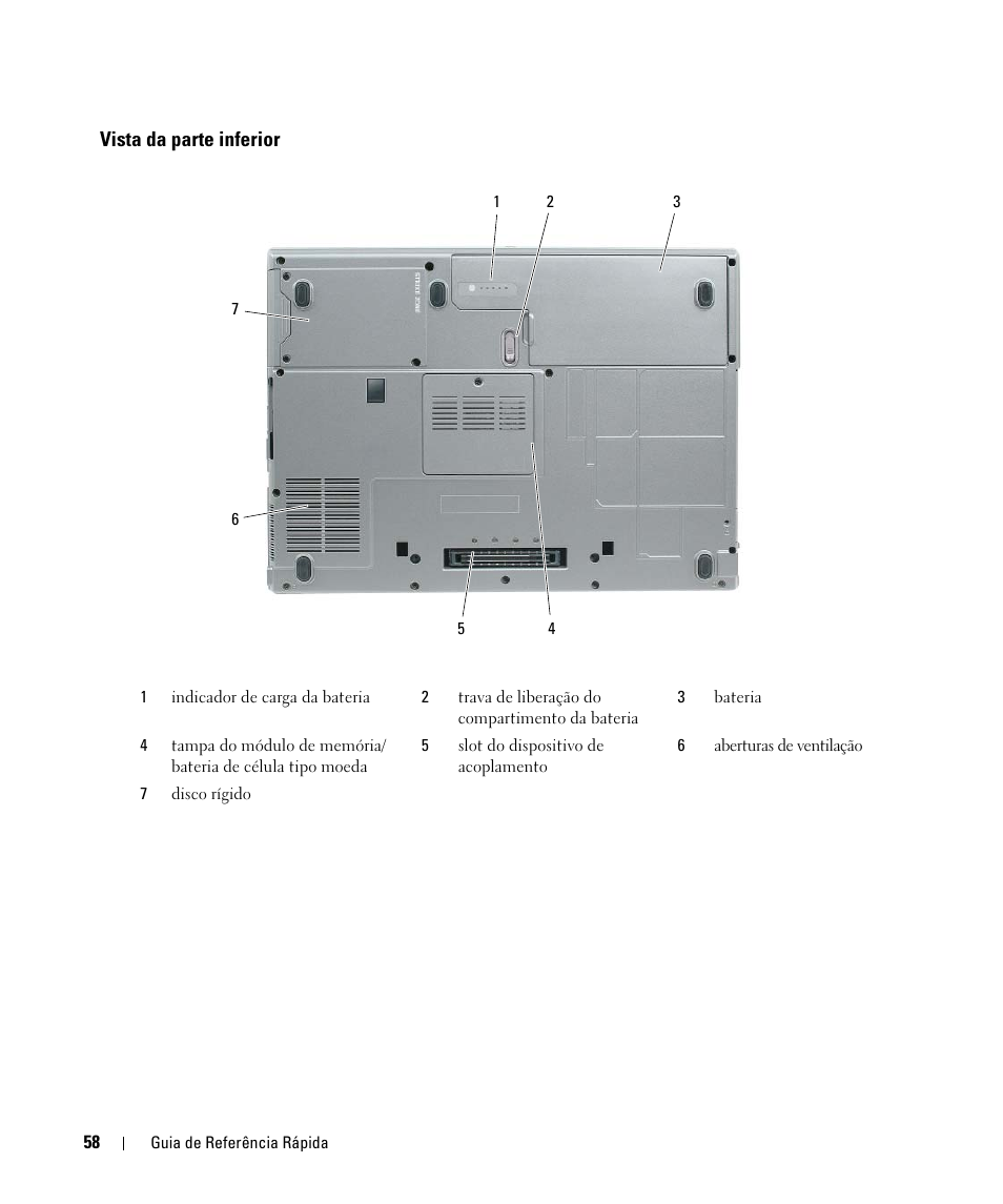 Vista da parte inferior | Dell Latitude D531 (Mid 2007) User Manual | Page 58 / 94