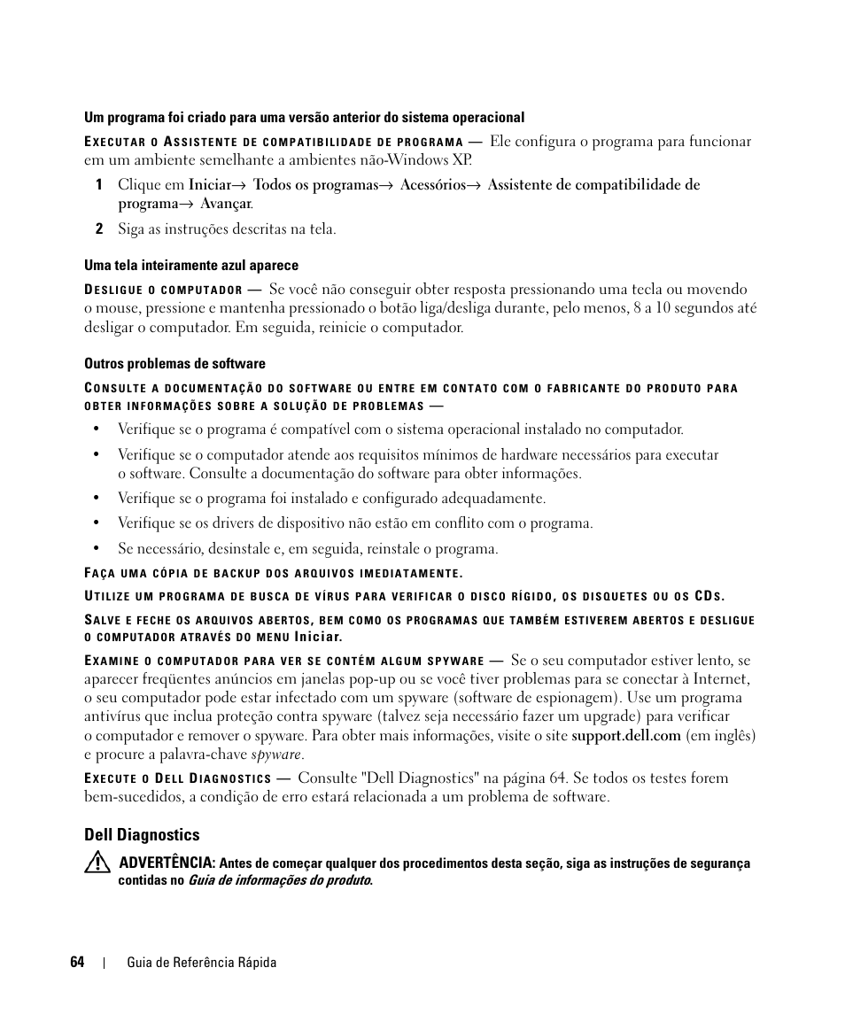 Dell diagnostics | Dell Latitude D531 (Mid 2007) User Manual | Page 64 / 94