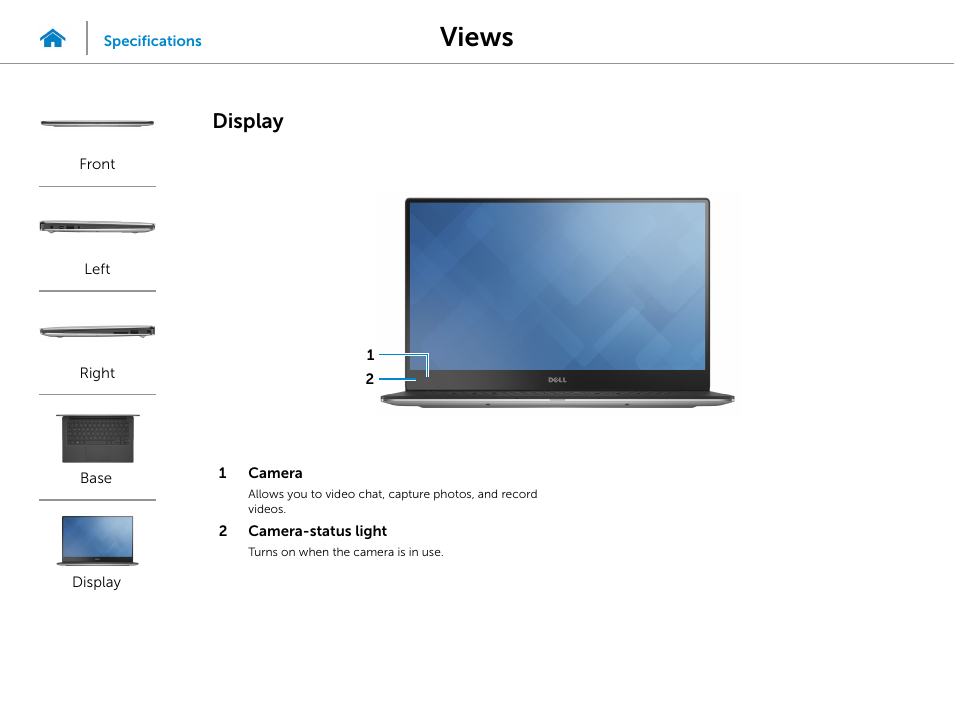 Display, Views | Dell XPS 13 (9343, Early 2015) User Manual | Page 6 / 23