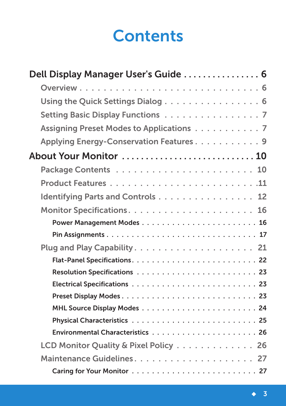 Dell P2815Q Monitor User Manual | Page 3 / 78
