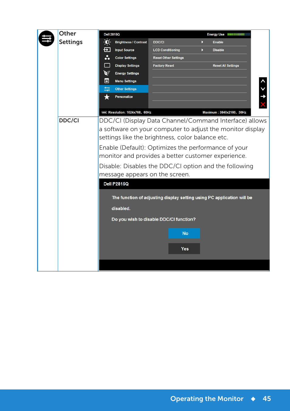 Dell P2815Q Monitor User Manual | Page 45 / 78