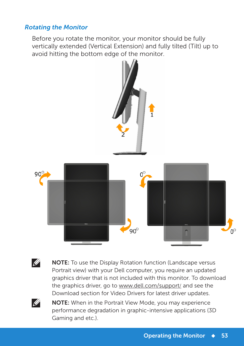 Rotating the monitor | Dell P2815Q Monitor User Manual | Page 53 / 78