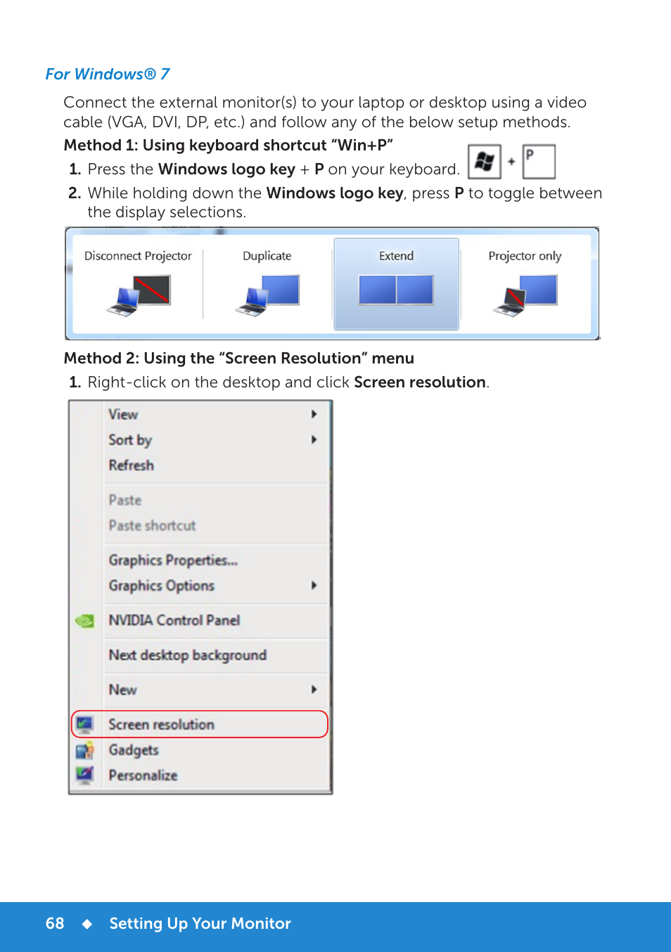 For windows® 7 | Dell P2815Q Monitor User Manual | Page 68 / 78