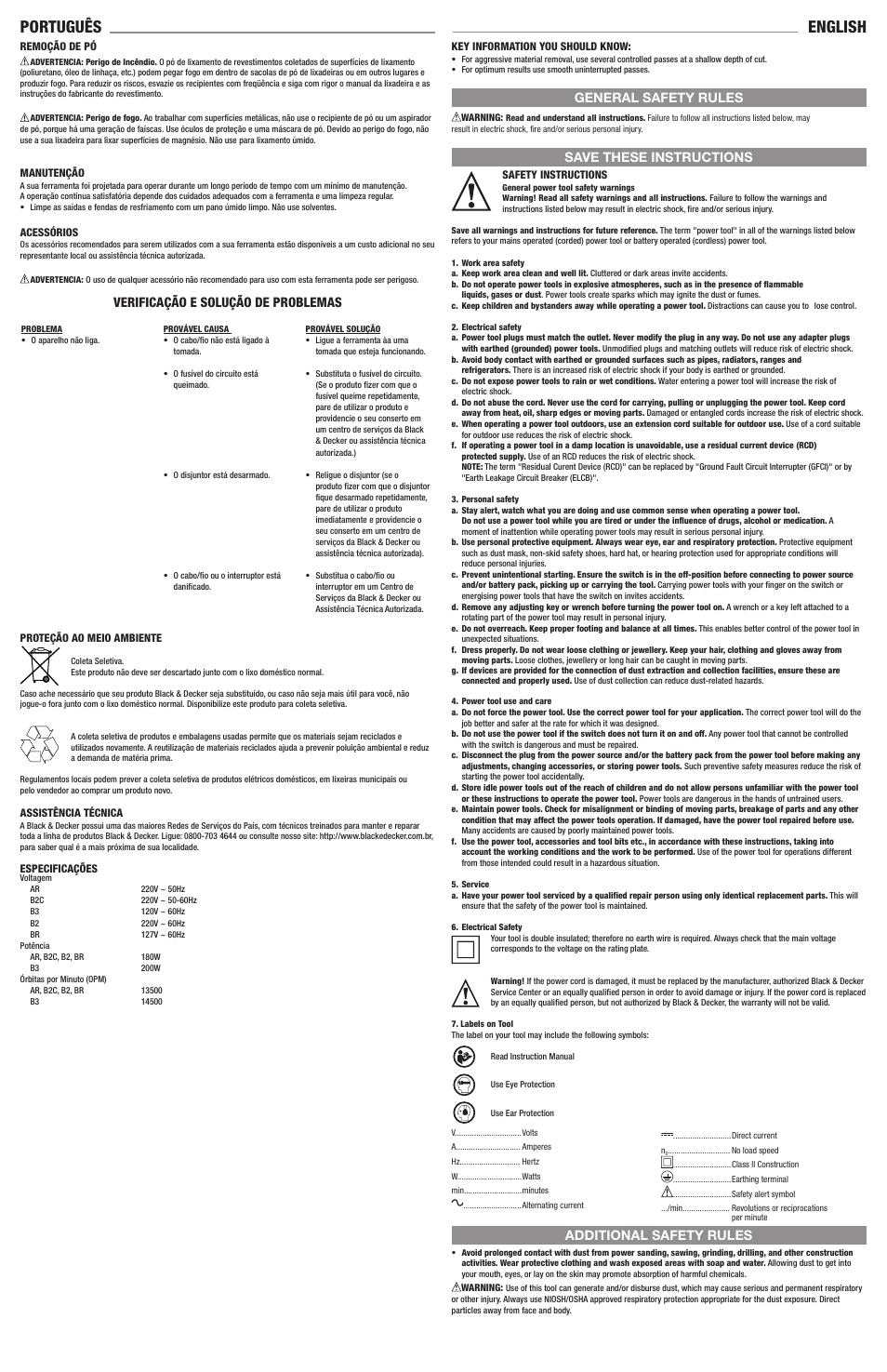 Português english, Verificação e solução de problemas | Black & Decker Linea Pro QS800 User Manual | Page 4 / 6