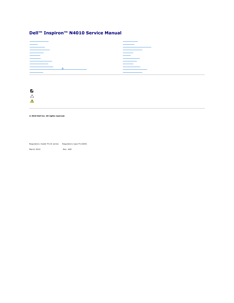 Dell Inspiron 14 (M4010, Mid 2010) User Manual | 53 pages