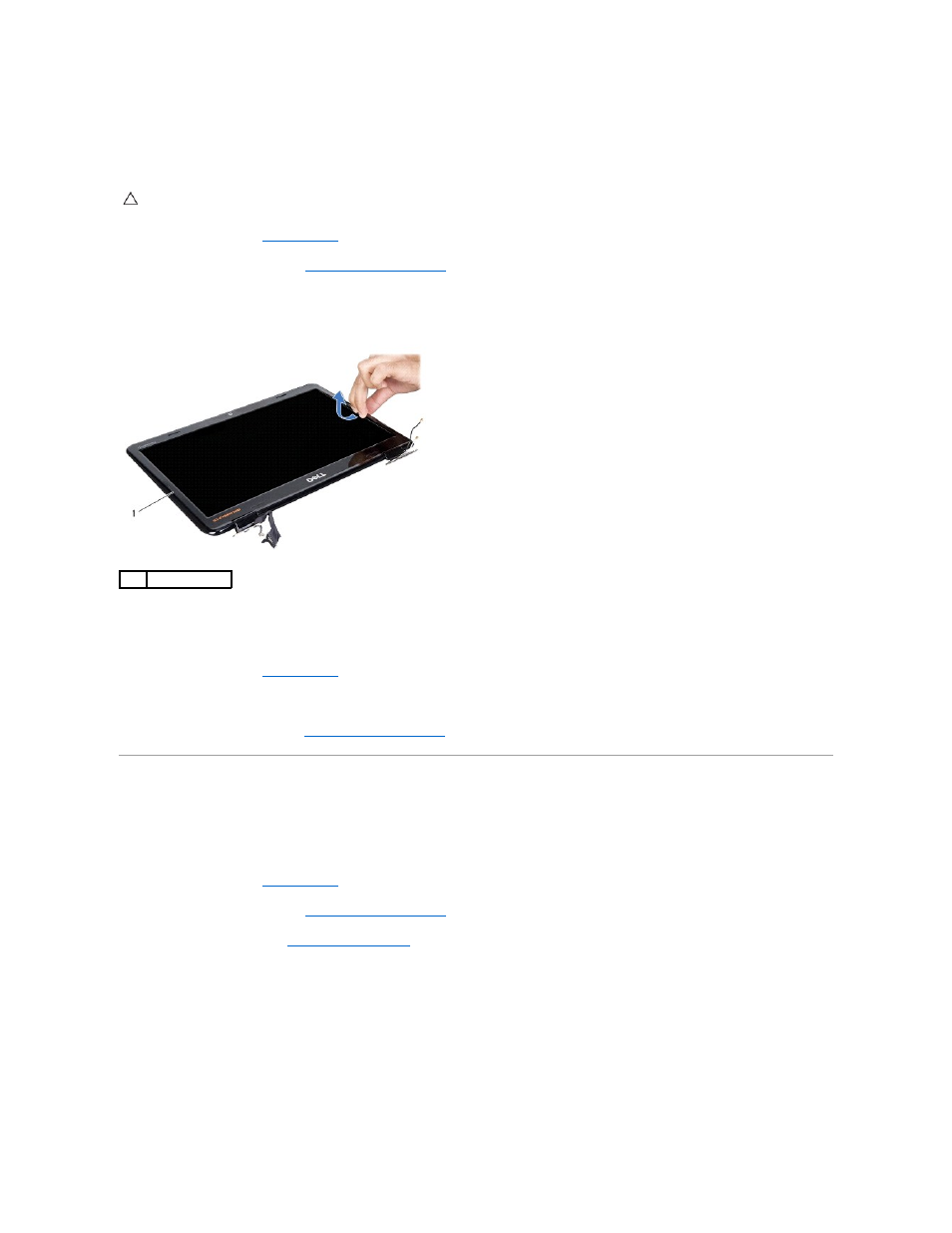 Display panel, Removing the display bezel, Replacing the display bezel | Removing the display panel | Dell Inspiron 14 (M4010, Mid 2010) User Manual | Page 22 / 53