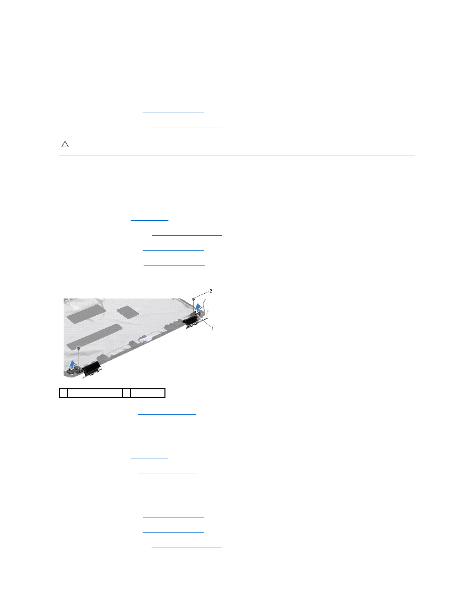 Display hinges, Removing the display hinges, Replacing the display hinges | Dell Inspiron 14 (M4010, Mid 2010) User Manual | Page 24 / 53