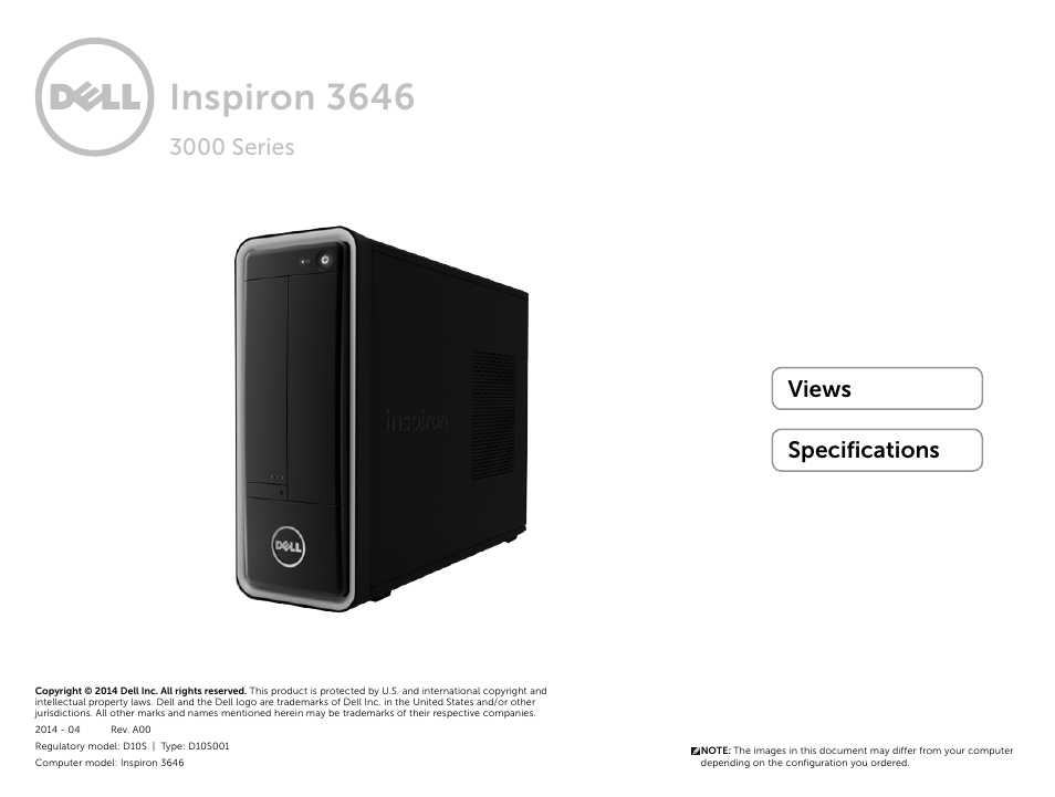 Dell Inspiron Small Desktop (3646, Mid 2014) User Manual | 15 pages