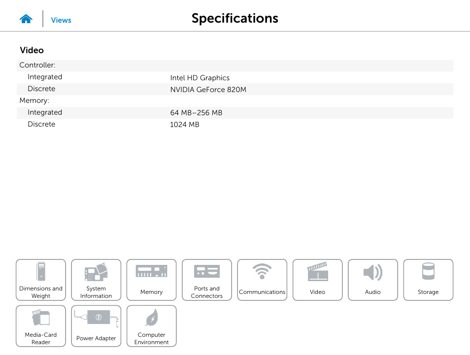 Video, Specifications | Dell Inspiron Small Desktop (3646, Mid 2014) User Manual | Page 10 / 15