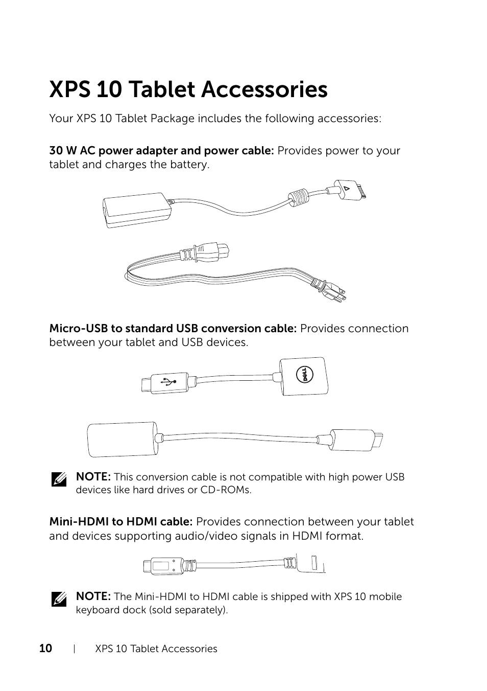 Xps 10 tablet accessories | Dell XPS 10 Tablet User Manual | Page 10 / 47