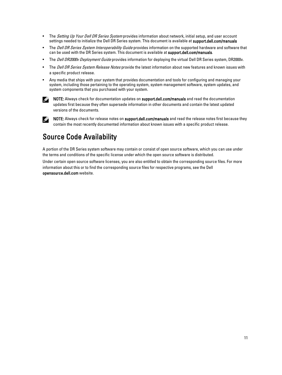 Source code availability | Dell PowerVault DR2000v User Manual | Page 11 / 191