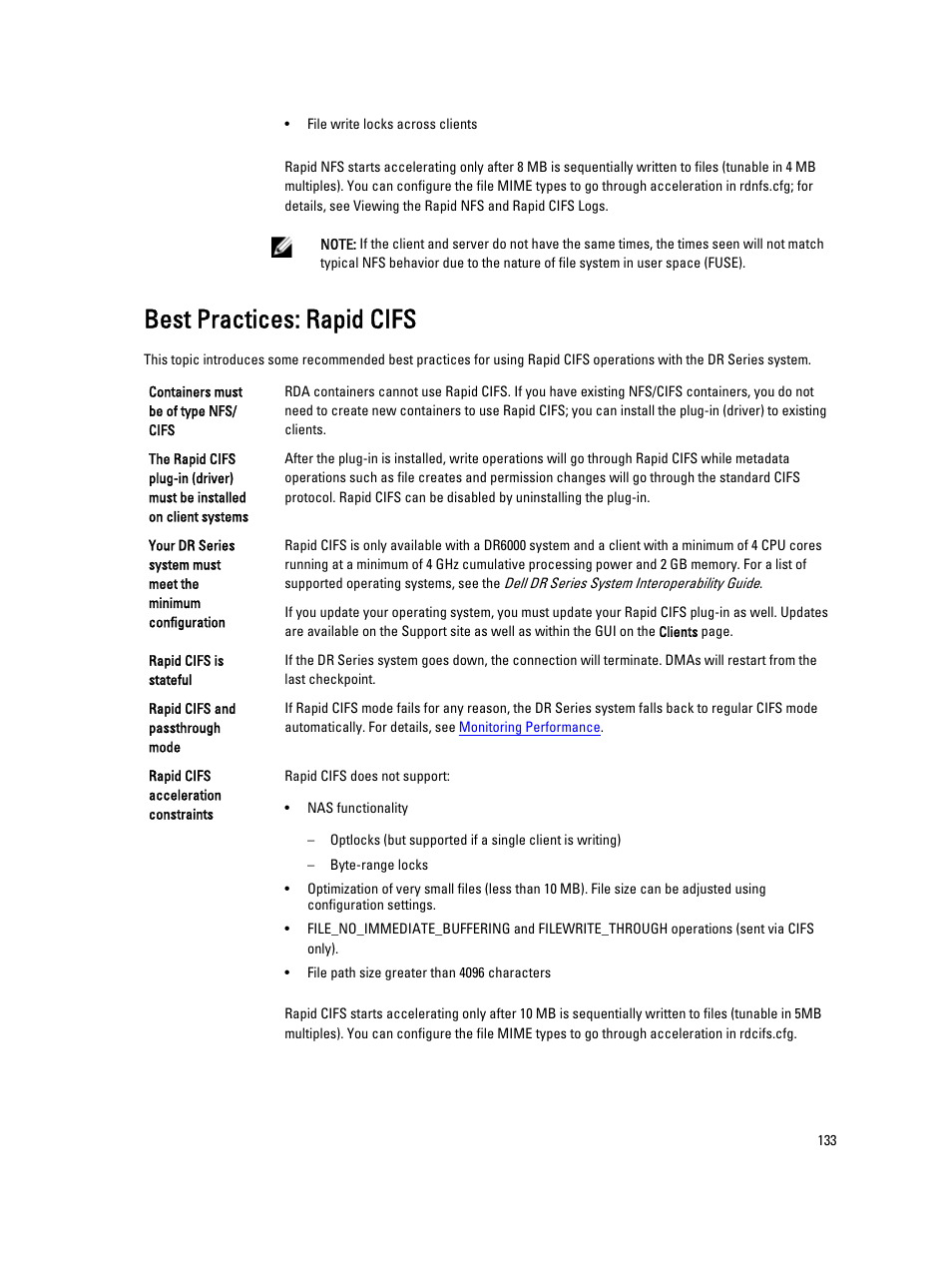 Best practices: rapid cifs, Best, Practices: rapid cifs | Dell PowerVault DR2000v User Manual | Page 133 / 191