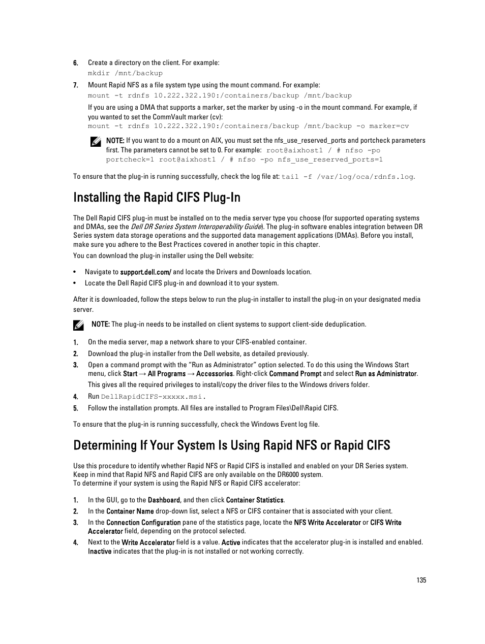 Installing the rapid cifs plug-in | Dell PowerVault DR2000v User Manual | Page 135 / 191