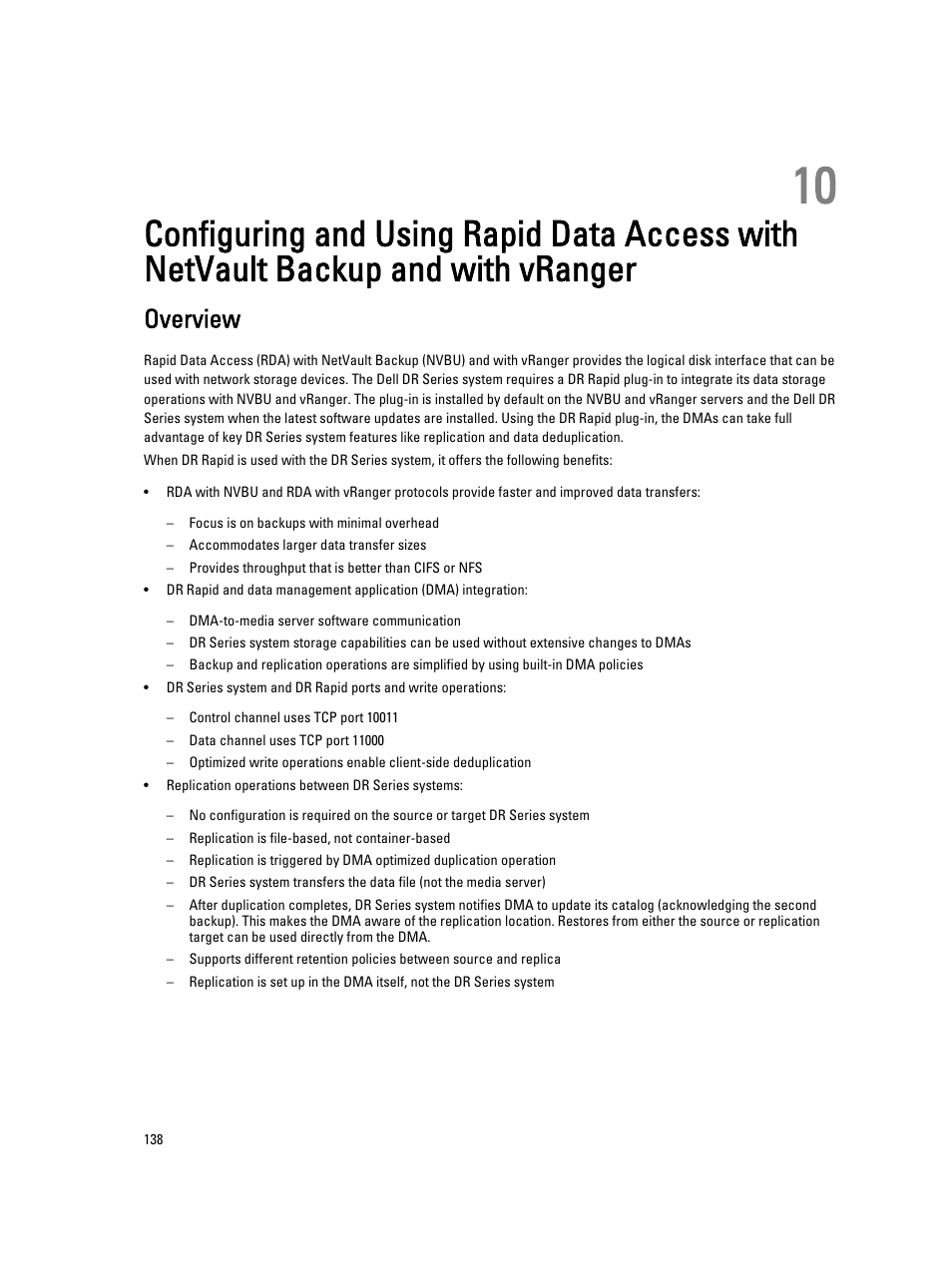 Overview, Vranger | Dell PowerVault DR2000v User Manual | Page 138 / 191