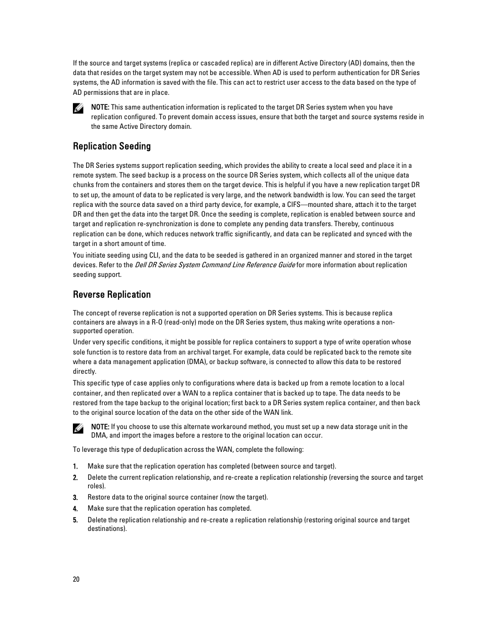 Replication seeding, Reverse replication | Dell PowerVault DR2000v User Manual | Page 20 / 191