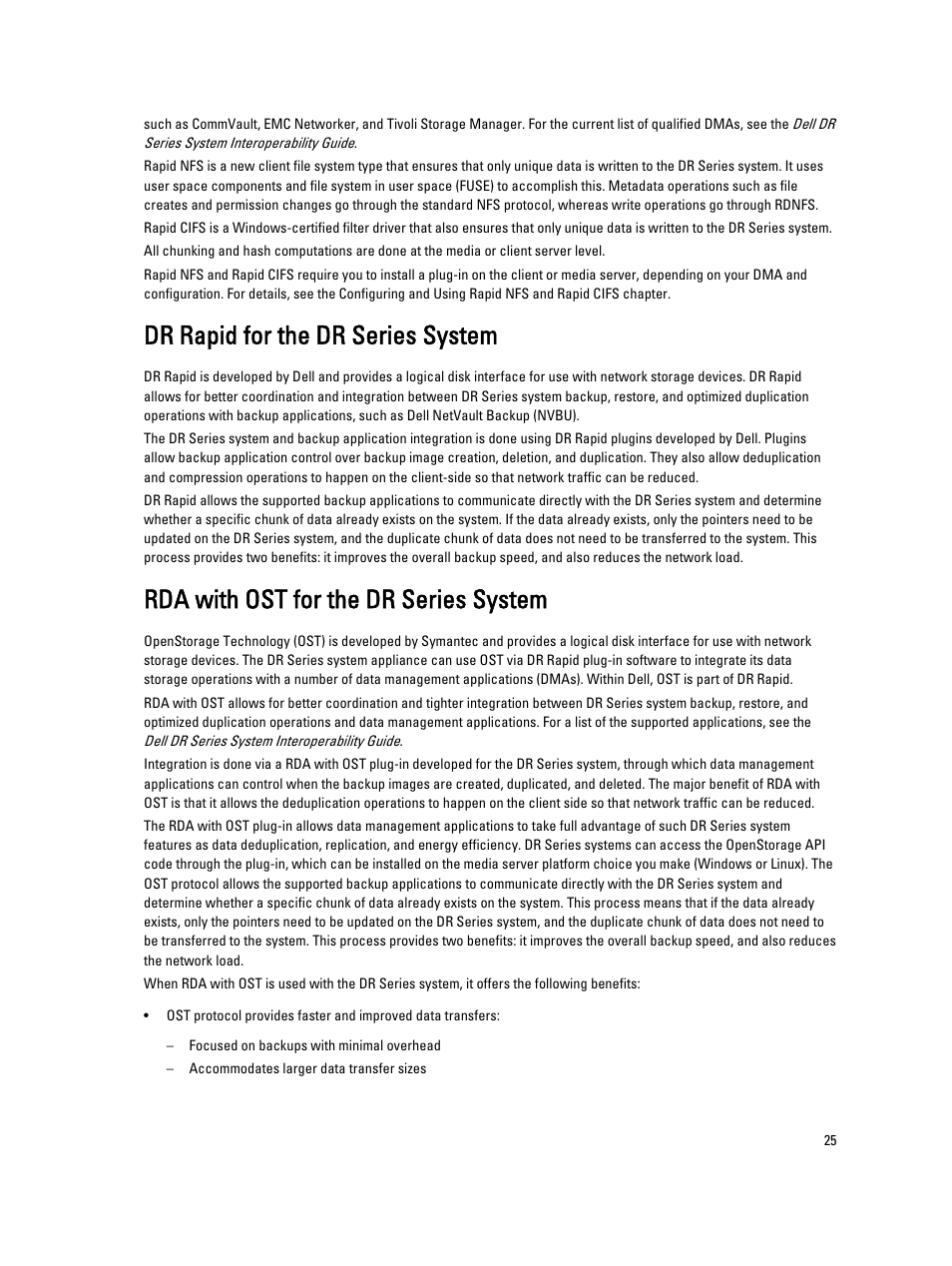 Dr rapid for the dr series system, Rda with ost for the dr series system | Dell PowerVault DR2000v User Manual | Page 25 / 191