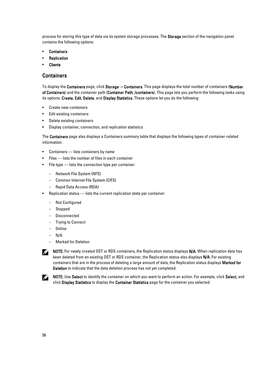 Containers | Dell PowerVault DR2000v User Manual | Page 56 / 191
