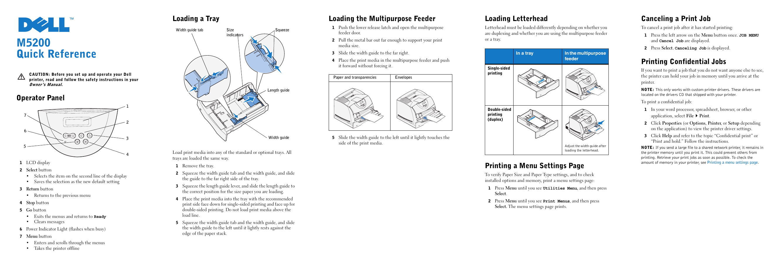Dell M5200 Medium Workgroup Mono Laser Printer User Manual | 2 pages