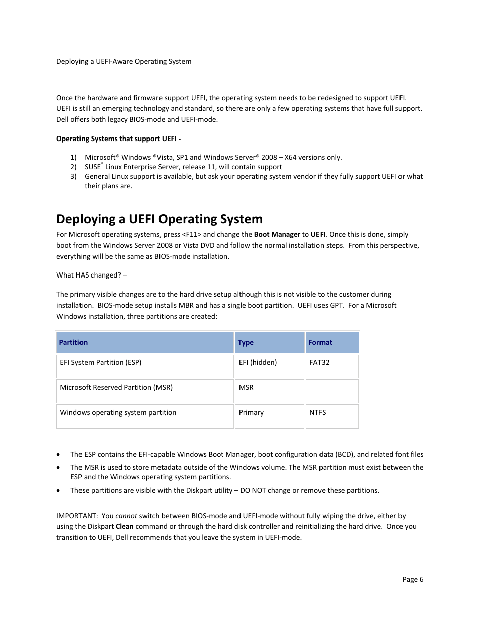 Deploying a uefi operating system | Dell PowerEdge M710HD User Manual | Page 8 / 9