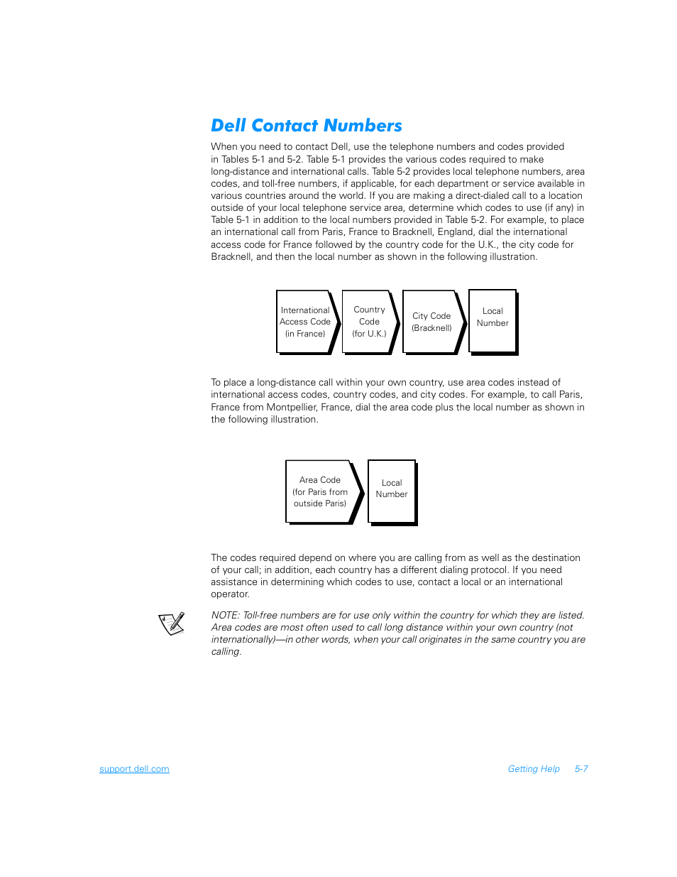 Dell contact numbers, Dell contact numbers -7 | Dell Inspiron 3700 User Manual | Page 103 / 178